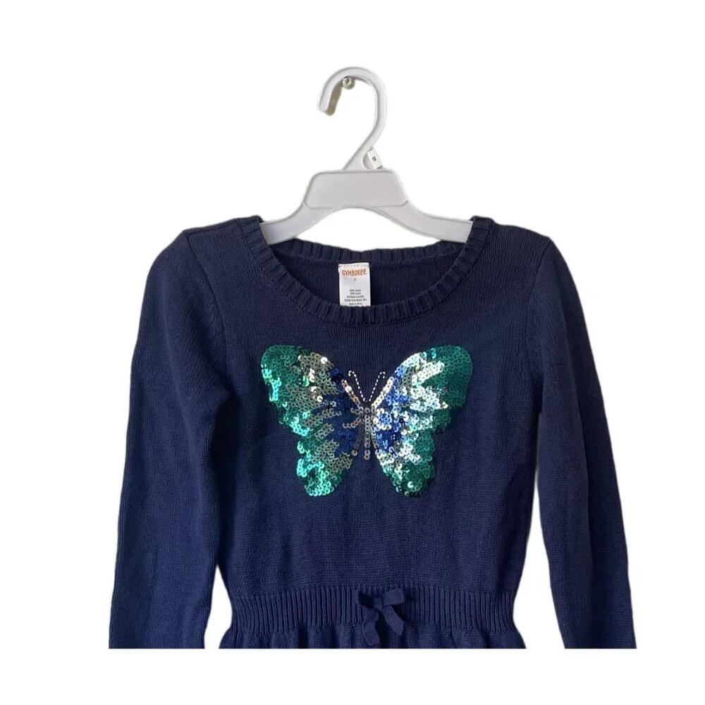 Gymboree‎ Dress Girls Size 7 Sequin Butterfly Long Sleeve Sweater Whimsical